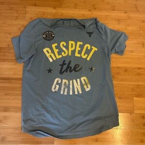 Under Armour Project Rock TShirt Mens XL Blue Respect The Grind Workout Gym